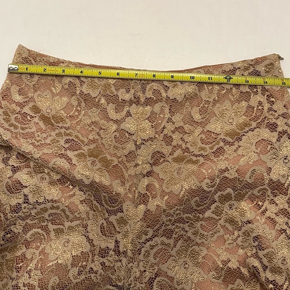 VTG Trio New York Collection Lace Dress Pants Holiday Gold Floral Tapered Leg - Picture 6 of 6
